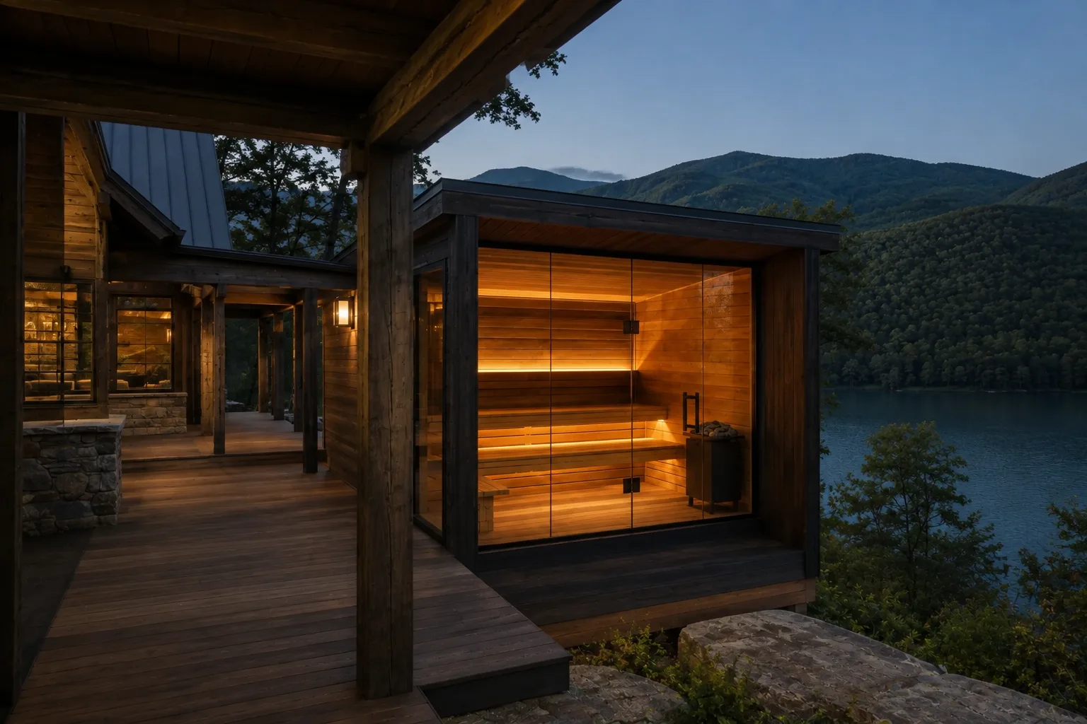 Cabin deck at blue hour