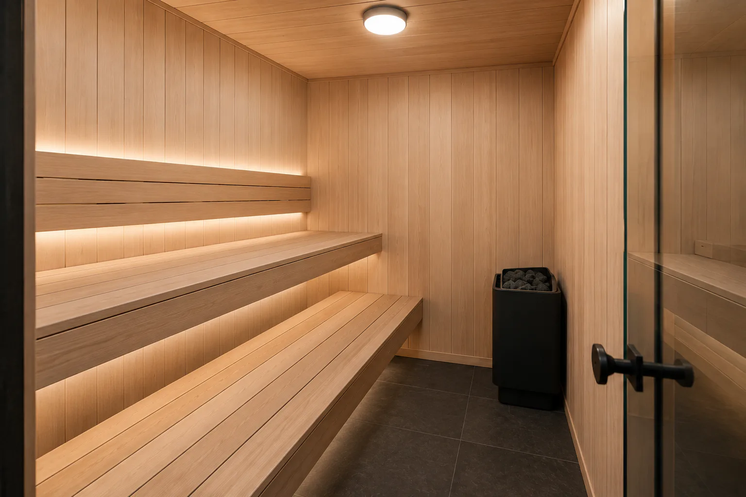 The same residential sauna after a complete remodel