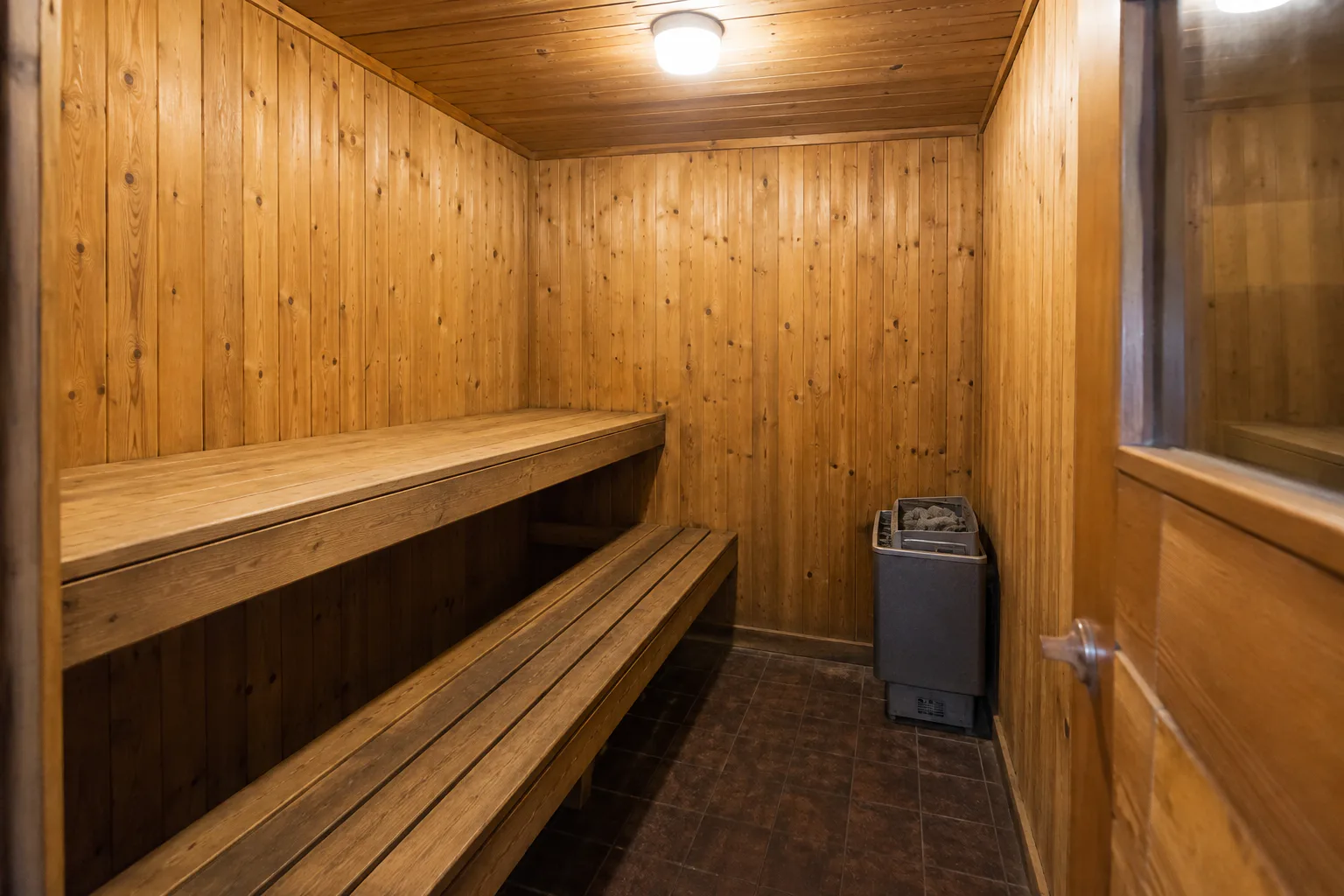 Dated residential sauna before remodeling